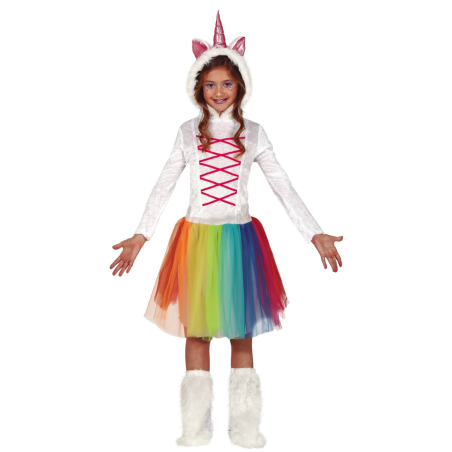 Disfraz de Unicornio para Niña con Capucha y Calentadores - Magia y Color en Tallas 3-12 Años