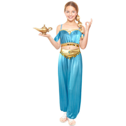 Disfraz Princesa Árabe Azul para Niñas - Conjunto con Pantalón y Cinturón