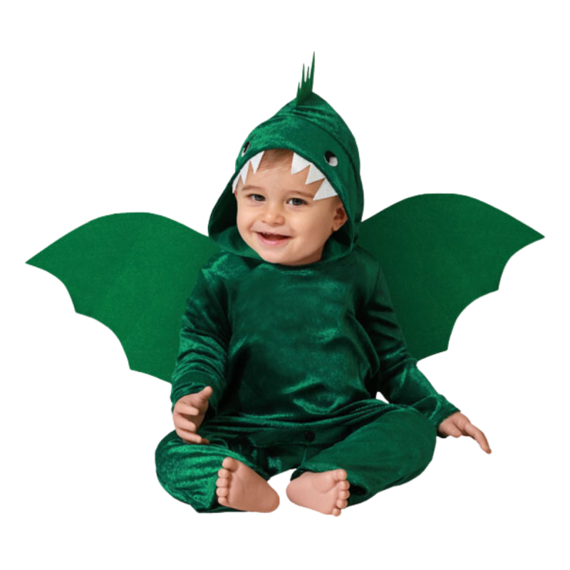 Disfraz de Dragón Verde con Alas para Bebé - Perfecto para Carnaval