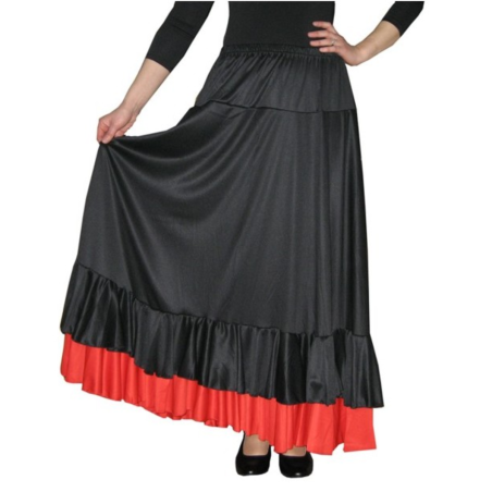 Falda Flamenca Adulto 2 Volantes Rojo/Negro - Estilo y Pasión Flamenca