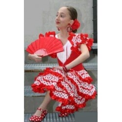 Disfraz de Sevillana Blanco-Rojo Talla M